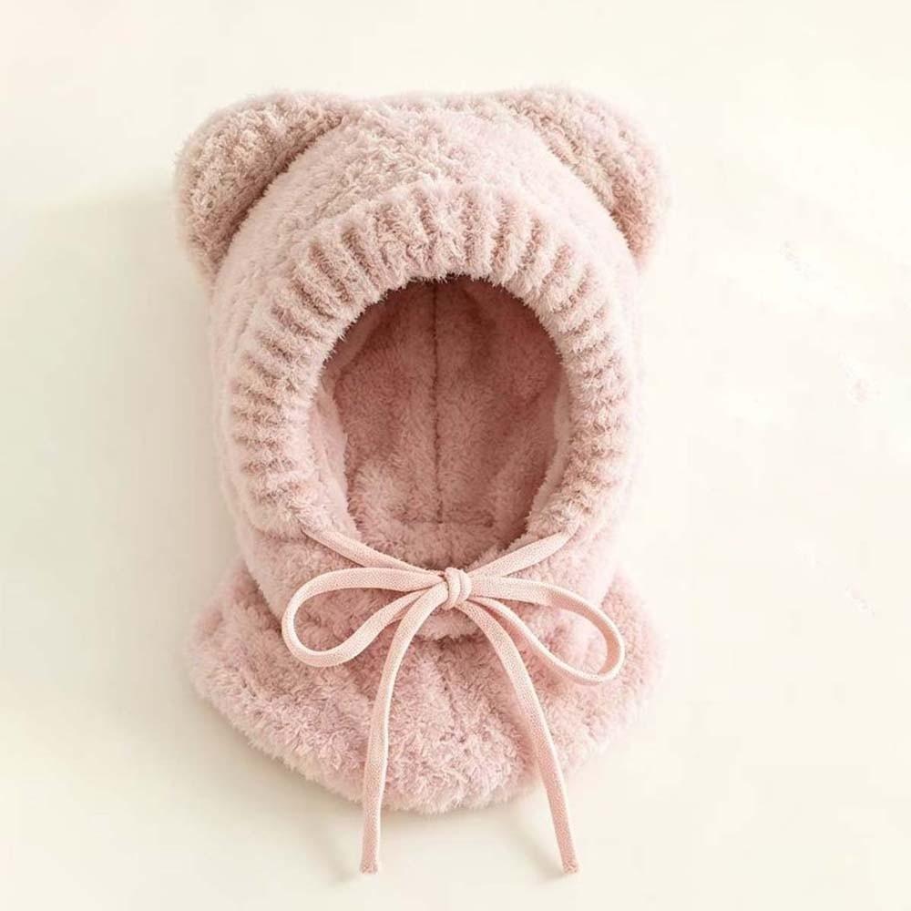 Thickened Hooded Scarf Hat Fluffy Neck Warmer Hat Kids Winter Beanie Travel