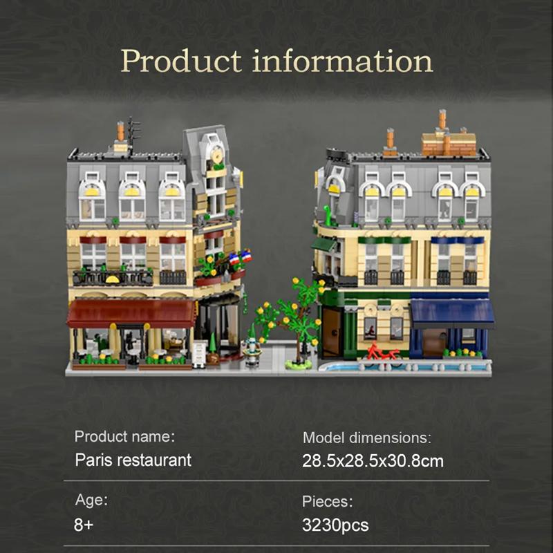 Cada Parisian Restaurant House Architecture Building Blocks Friends French Dining Room Bricks Toys for Kid Gifts