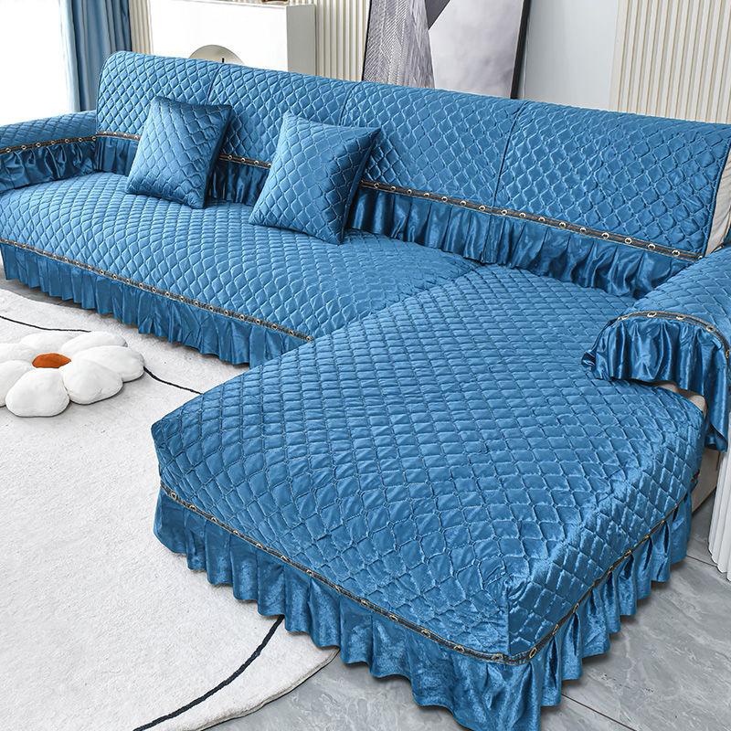Роскошный золотой бархатный чехол для дивана для гостиной, однотонный грязеотталкивающий чехол для дивана, эластичная защитная подушка, 1-3 места, диванное полотенце