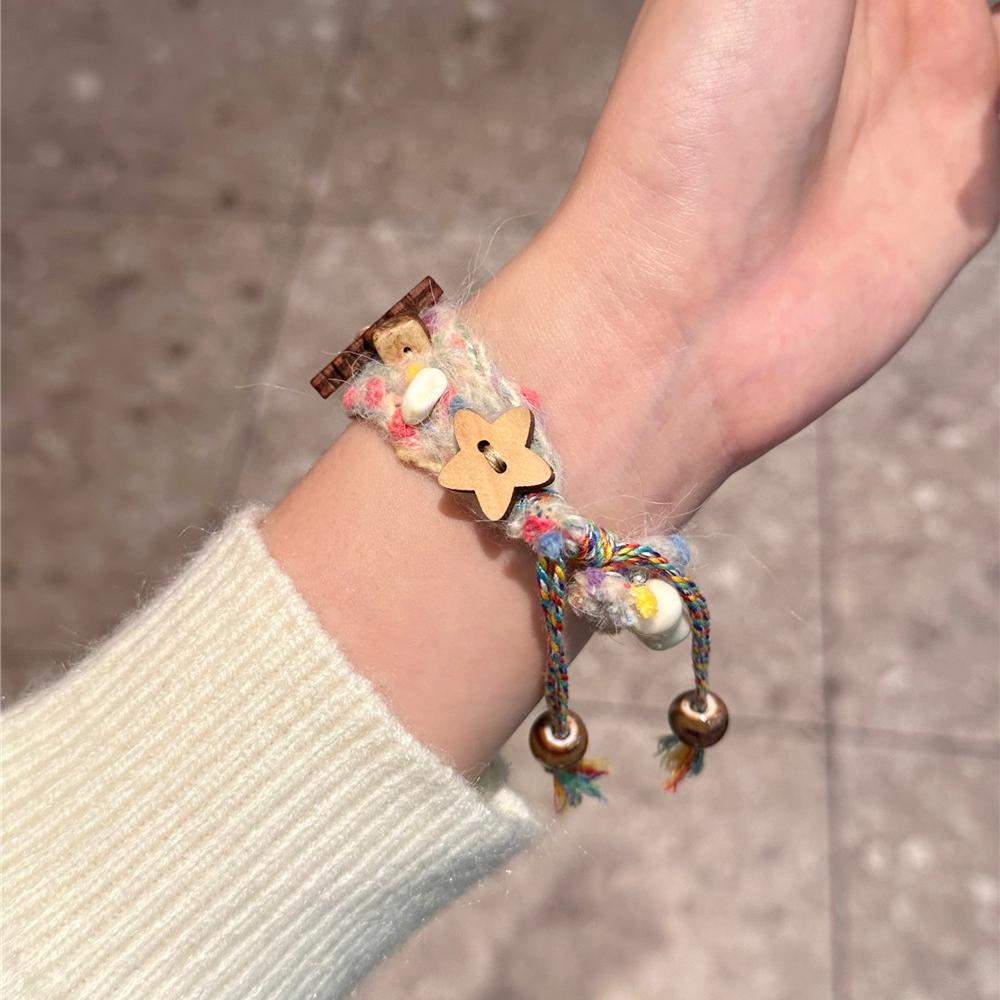 Милый плюшевый деревянный ремешок для Apple Watch Series 9, 8, 7, 6, 5, 4, 3 2se, ремешок для часов IWatch Ultra 2, 49 мм, 45, 41 мм, 40, 44 мм, браслет
