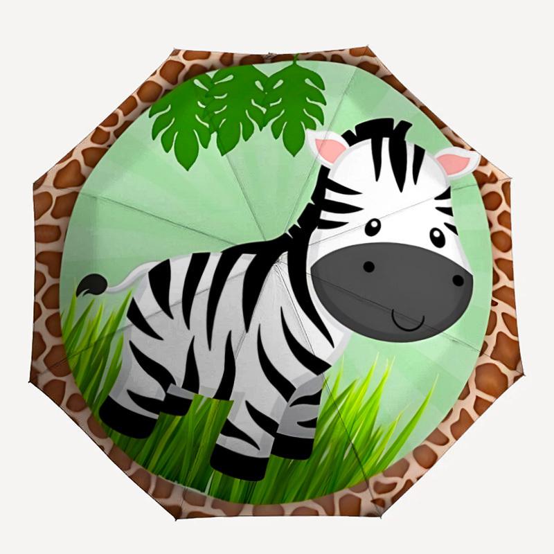 1pc Zebra Print Auto-Fold Umbrella with One-Touch Open/Close - 8 Reinforced Ribs for Windproof Stability, yy251118263