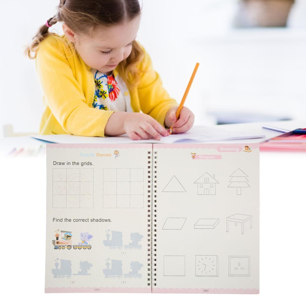 4 упаковки тетрадей для практики детей с автоматическим выцветанием чернил 3D-рифленая тетрадь для практики письма для дошкольников 