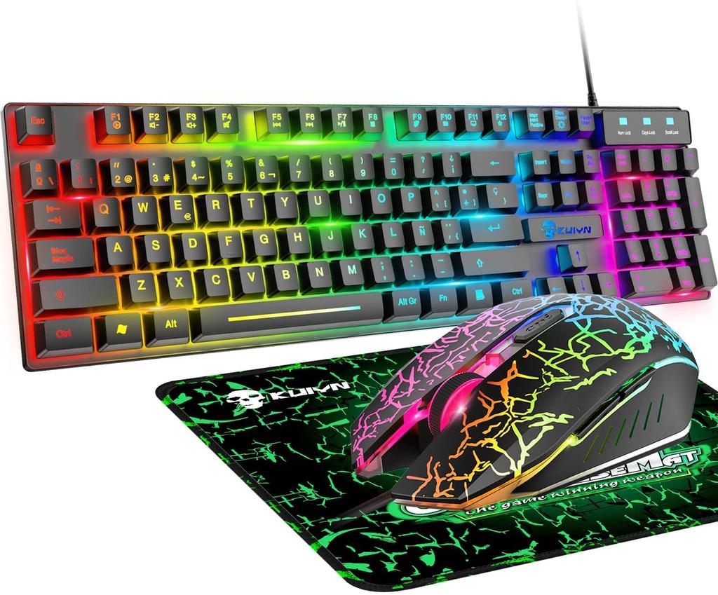Durable Gaming Keyboard and Mouse Set with RGB Lighting, Multiple Light Modes, USB Wired, Waterproof, Multi-Function, Multimedia Keys, 2400 DPI