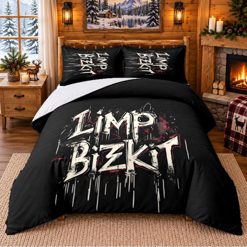 Limp Bizkit Pattern Bedding 3Pcs Set Bed Sheet And Pillowcases For Indoor Bedroom