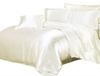Duvet Cover Solid Silk and Soy Protein Fiber Fitted White 4-Piece Set, Double, Color, (Duvet Cover, Sheet, Pillowcases), [Used]