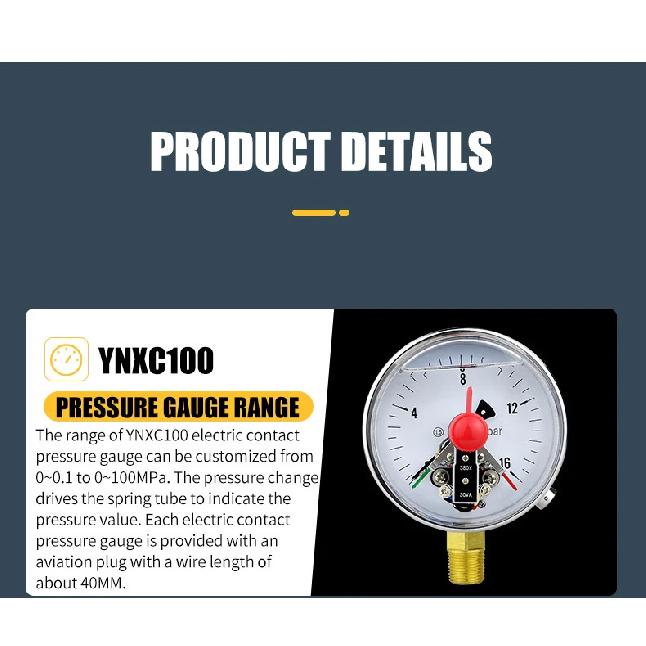 Pressure Gauge Electric Contact Pressure Gauge 220V 380V M20*1.5 Installed At The Bottom For Air Gas Water Fuel Liquid