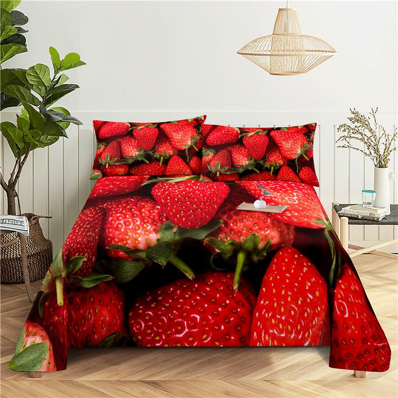 Комплект постельного белья Fresh Fruit 0.9/1.2/1.5/1.8/2.0m с цифровой печатью из полиэстера и наволочкой