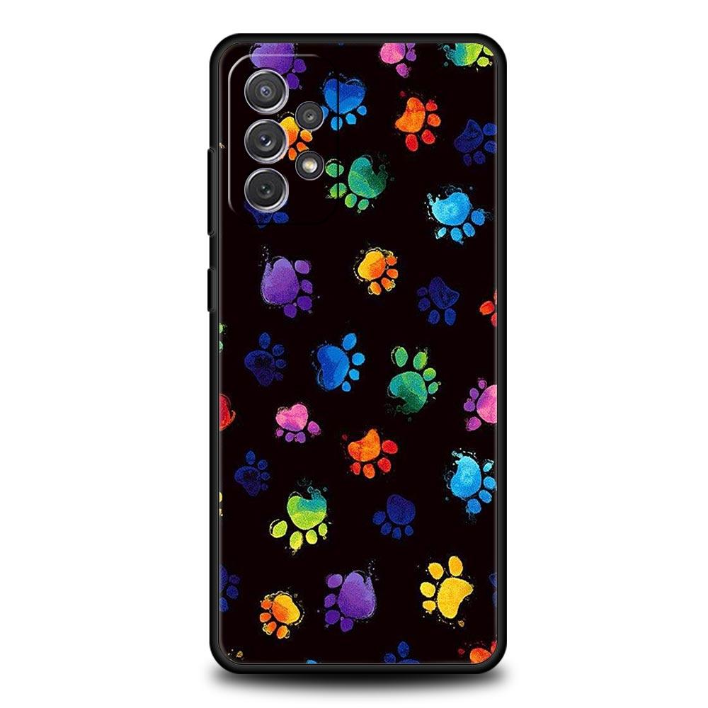 Чехол для телефона Samsung Galaxy A13 A15 A17 A07 A21S A22 A23 A25 A31 A73 A32 A52 A52S A41 5G Мягкий ТПУ Корпус Отпечаток Лапы Собаки Милый