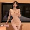 2025 Fashion New Women's Clothing Temperament Sexy Mesh Neck Backless Tight Dress