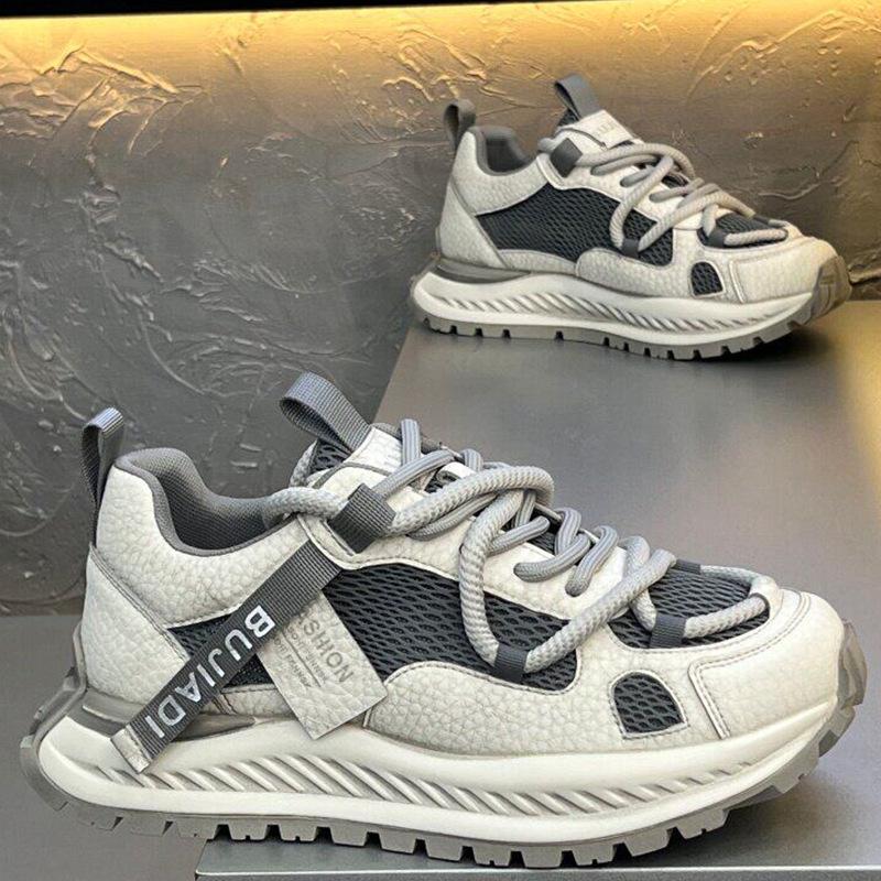 Men Breathable Color Block Thick Sole Low Top Casual Sports Agan Shoes