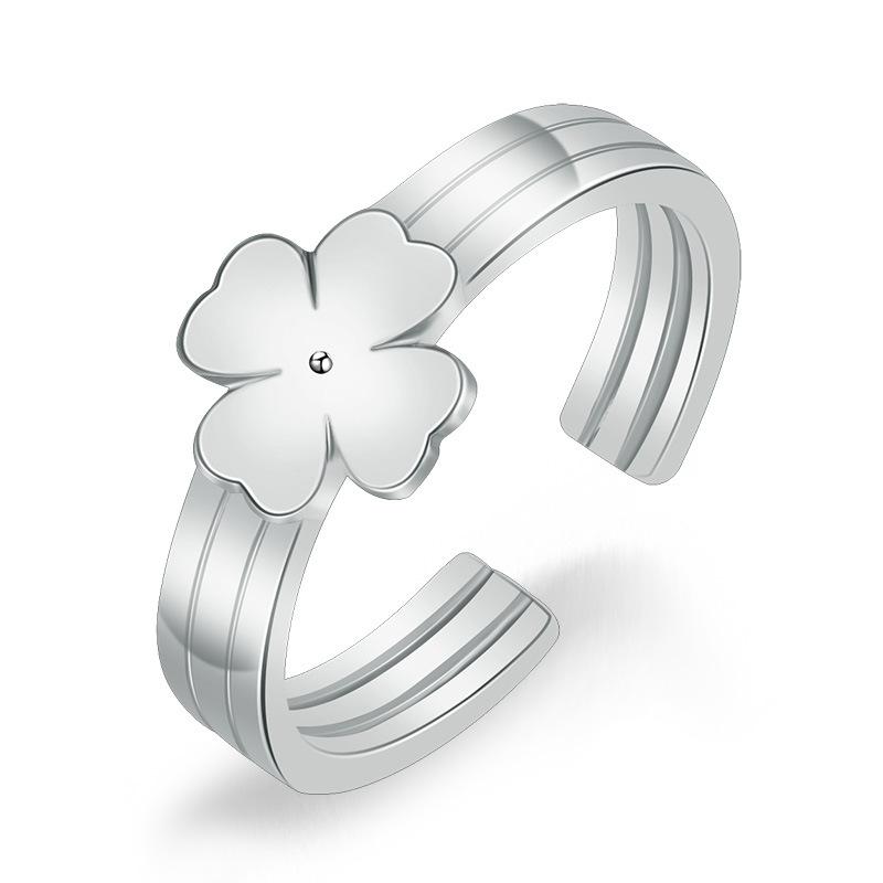 Высококачественное женское кольцо с четырьмя листами клевера, регулируемое, модное, персиковое, на указательный палец