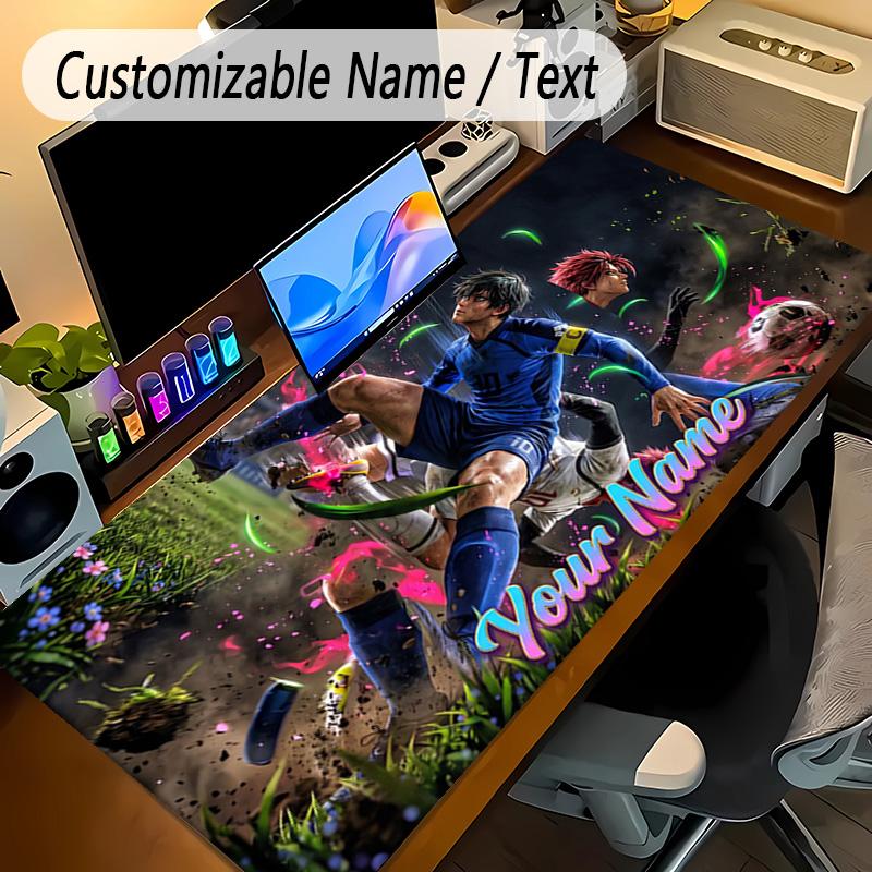 Large Mouse PadBlue Lock Custom Name Text Personalized Desk Mat Non Slip Gaming Pad