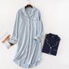 Women's Long Sleeve Strawberry Knit Robe - Soft Cotton Swallowtail Lapel Nightgown for Spring and Autumn