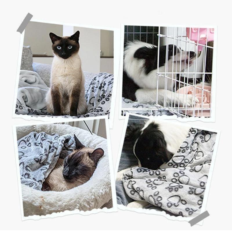 Cartoon Cute Paw Pattern Dog Sleeping Blanket Super Soft Plush Pet Blanket Warm Cuddle Blanket for Dogs Cats Puppy Throws Blanket for Couch Sofa Bed