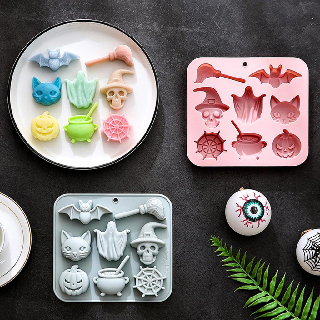 Halloween Silicone Mold Homemade Cake Mold Nonstick Silicone Pumpkin Mold Skull Bat Ghost Shape Chocolate Candy Mold Baking Tool
