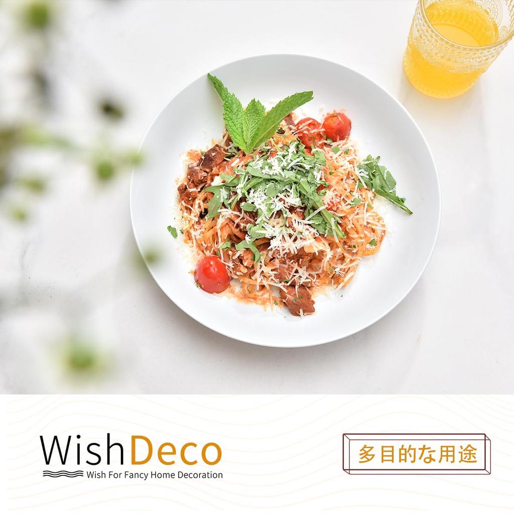 WishDeco Set of 4 Curry Pasta Large 1100 ml Salad 23 cm Microwave and Dishwasher Safe Dishes, Bowls, Dishes, Bowls, White, Diameter,