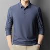 Autumn Men's Breathable T-shirt Middle-Aged New All-Matching Lapel Solid Color Long Sleeve Casual Fashion Polo Shirt