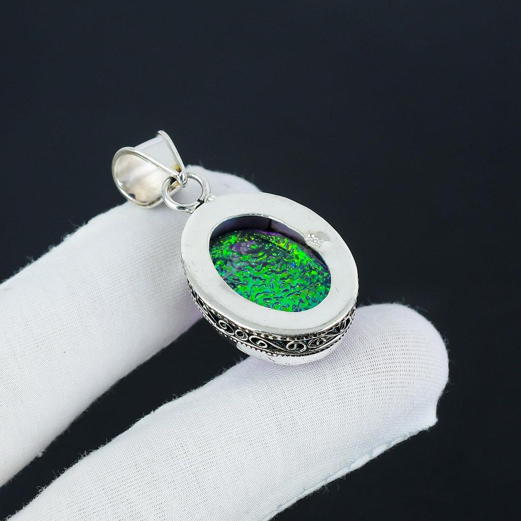 Серебряный кулон с желтым триплетным опалом из стерлингового серебра 925 пробы — овальный дизайн ручной работы, повседневные украшения, подарки на день Святого Валентина