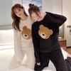 Women Winter Flannel Pajama Set Fleece Pajamas Sleepwear Homewear Thick Warm Velvet Female Suit Fall Sweatshirt Ladies Pyjama