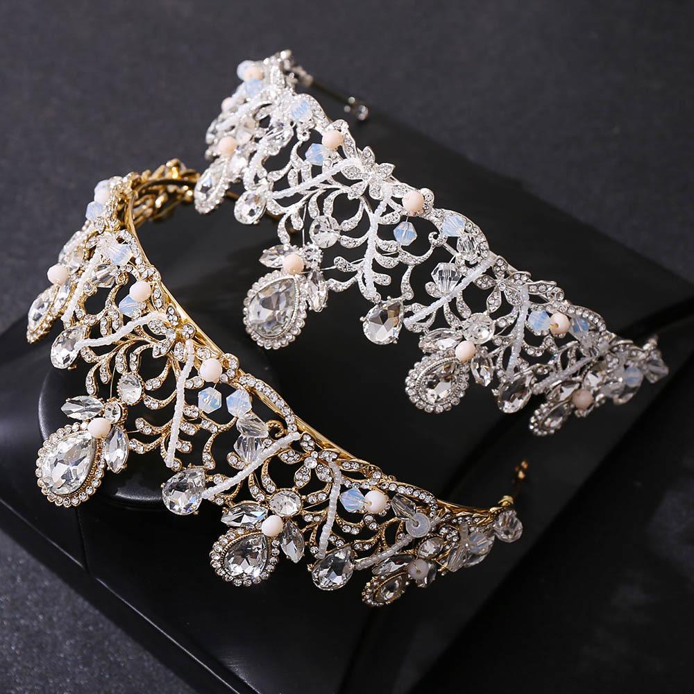 New Bridal Crown Handmade Crystal Tiara Inlaid with Diamonds Luxury Crown Wedding Tiara Accessories Headband