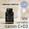 Zinc Quercetin 500 mg, containing Vitamin C, D3 and bromelain, 120 capsules, vegan formula.