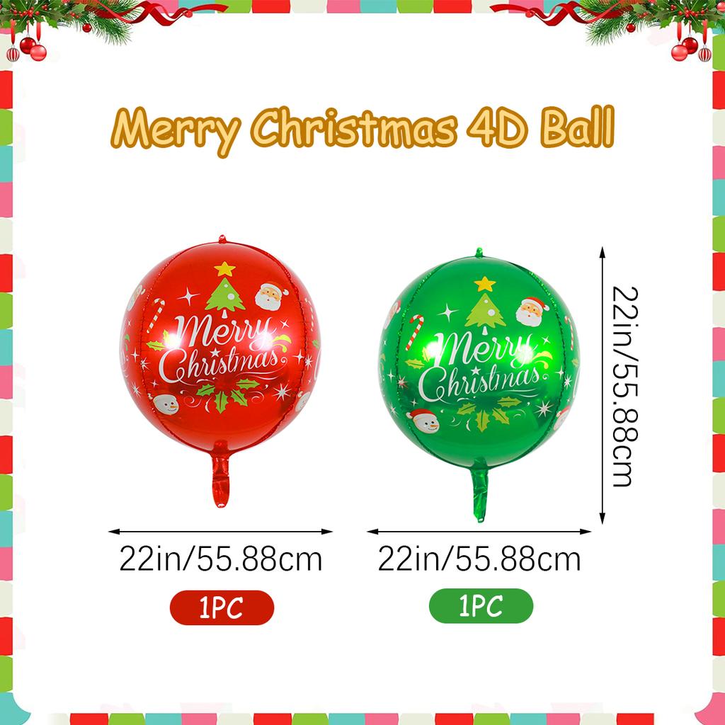 2/4 Счастливого Рождества красные зеленые 4d шары, украшения для рождественской вечеринки, праздничный реквизит, рождественские подвесные шары, новогодняя вечеринка