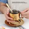 Кофейная чашка из нержавеющей стали, золотая, модный дизайн, чашки для эспрессо, практичный портативный набор чашки и блюдца, для любителей чая