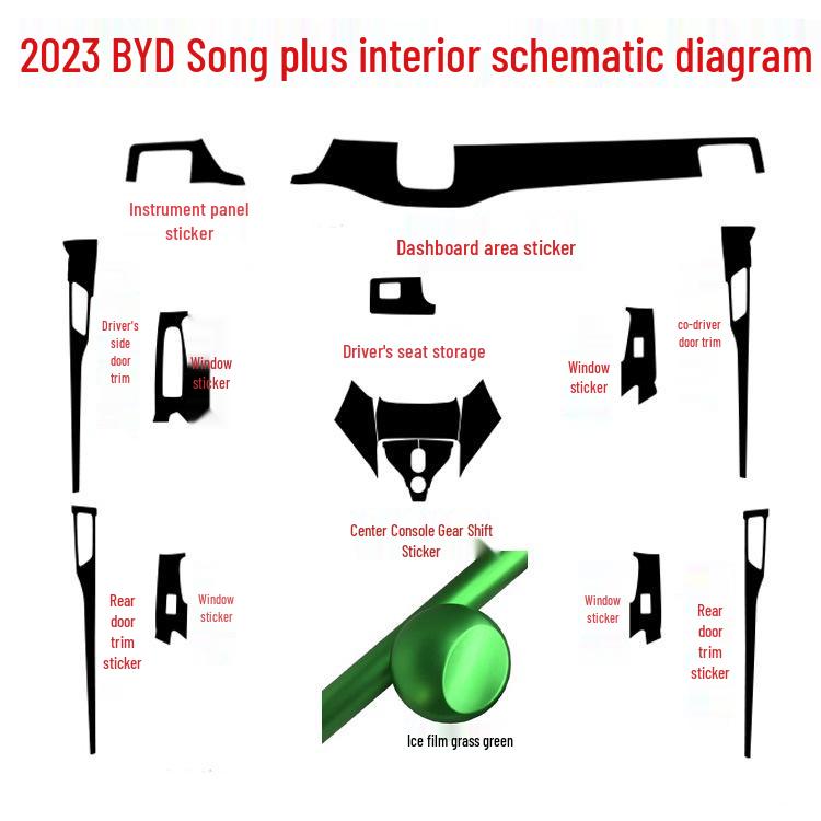BYD Song Plus Interior Stickers: Carbon Fiber Anti-Scratch Console Gear Shift Wrap (Fits 20 Models)