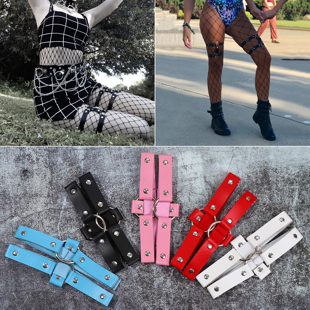 2 ряда Ночная одежда Кожаное кольцо на бедро Готические подвязки Портупея для ног Подвязочный пояс
