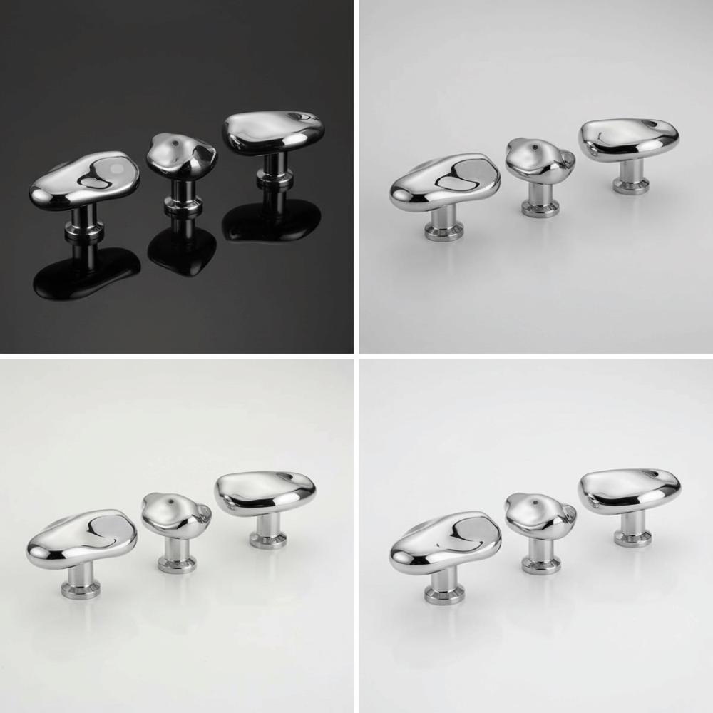 French-Style Silver Single hole Handle Modern Simple Drawer Cabinet Handle Wardrobe Door