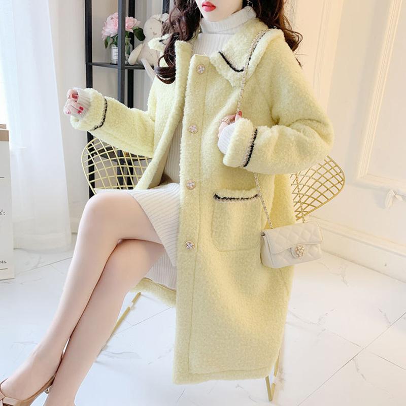 Plush Jacket Female Autumn and Winter Comfortable Soft Solid Color Medium-length Jacket Thickened Casual Versatile Jacket