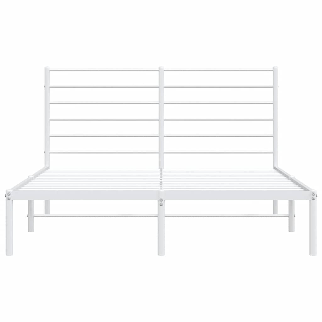 Vidaxl Металлическая Рама Кровати С Изголовьем, Белая, 135X190 См