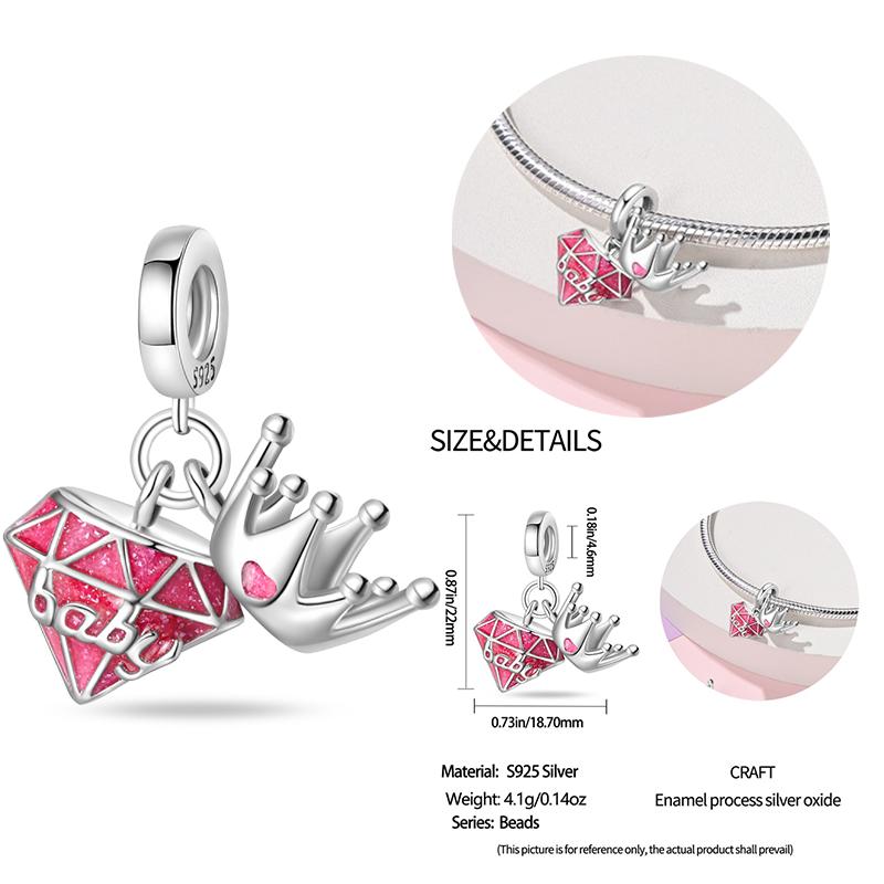 New Copper Bow Star Love Pink Series Charm Beads Suitable For 3Mm Original Bracelet Diy Fashion Jewelry Gift