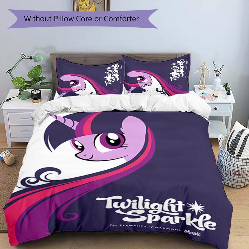 Twilight Sparkle 3pcs Bedding Set Duvet Cover Closure Includes 1 Duvet Cover & 2 Pillowcases for All Seasons Bedroom Home Dorm Decor