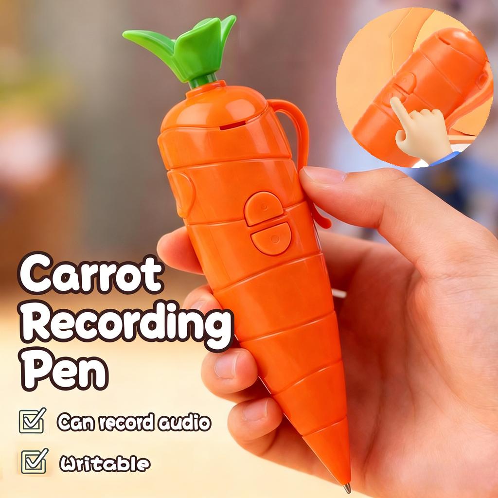 Carrot Voice Recorder Electronic Sound Toy 2 In 1 Multifunctional Novelty Sound Recorder Can Write Graffiti Ballpoint Pen