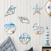Marine Wall Decoration Wooden Board Hanging Coastal Conch Shell Unique Mediterranean Wall Art Nautical Beach Theme Decor for Home Bedroom Living Room