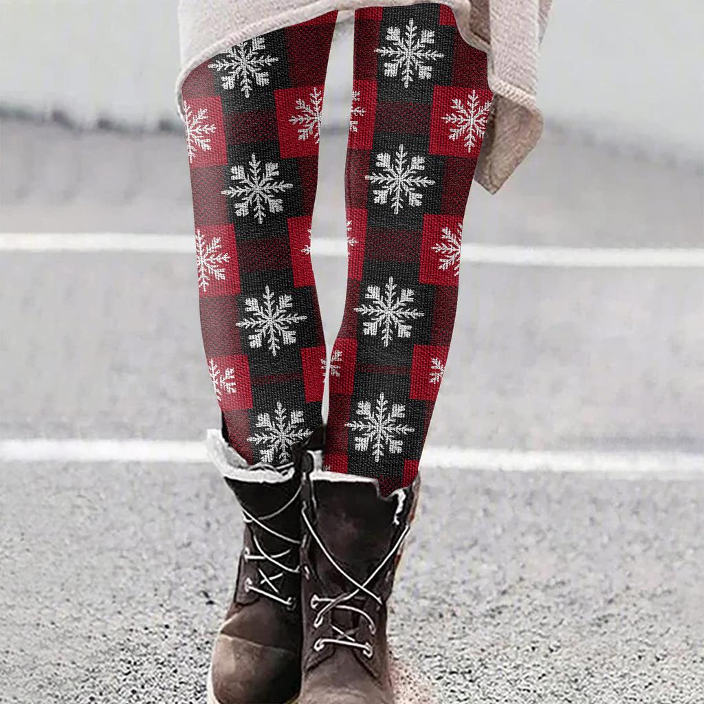 Женские рождественские облегающие эластичные повседневные брюки для йоги