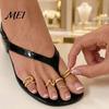 Boho Style Toe Jewelry 5Pcs Irregular Ring Set, Non Tarnish Golden Plated Alloy Beach Foot Band, Adjustable Open for Women Rings