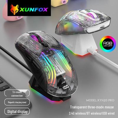 Xuanyinhu XYH20pro RGB беспроводная трехрежимная прозрачная игровая мышь с зарядным устройством для экрана