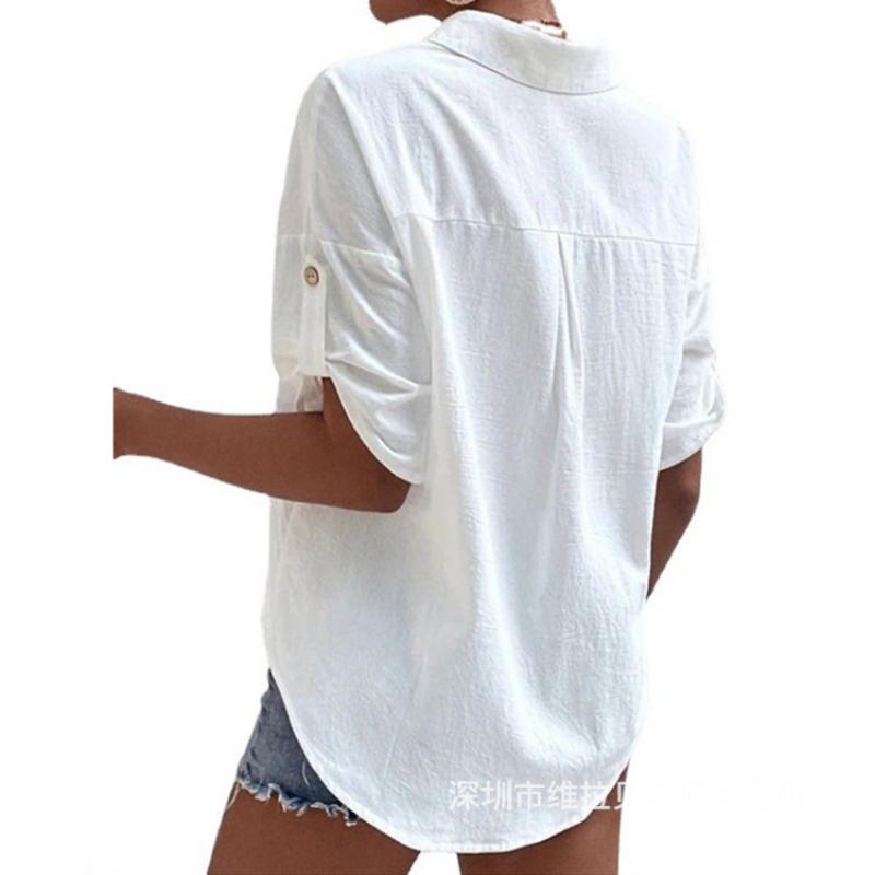 Женская рубашка, повседневная свободная рубашка с длинными рукавами