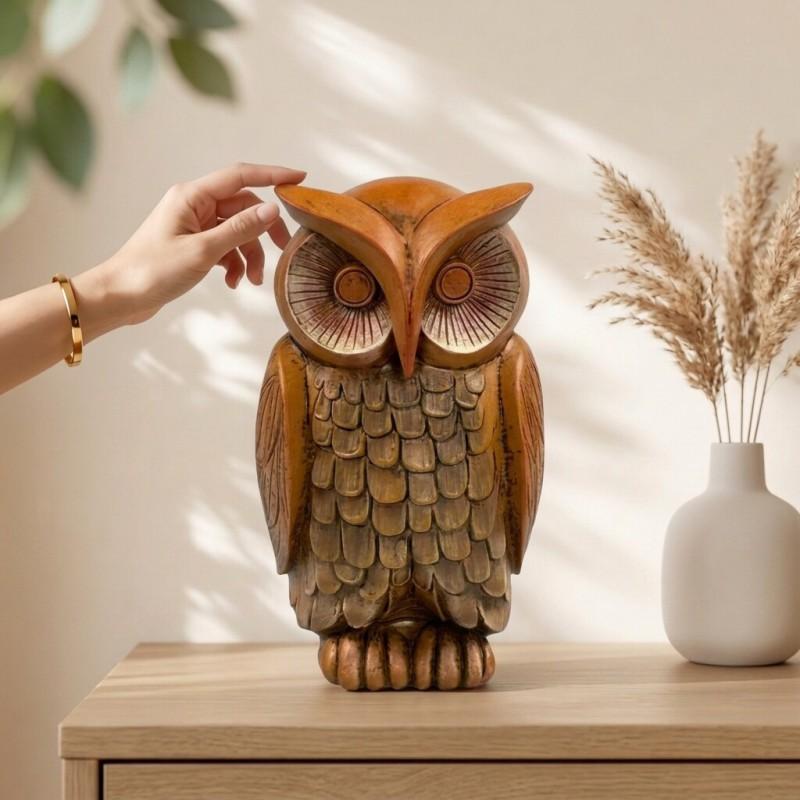 Mid-Century Style Resin Owl Figurine Home Decor Living Room Study Office Craft Ornament
