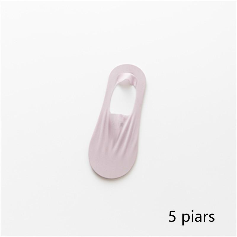 5 пар летних невидимых силиконовых противоскользящих носков, ультратонкие дышащие носки без показа, однотонные низкие носки-лодочки из ледяного шелка