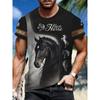 Black White Horse Graphic 3d Full Print T-shirt For Men Fashion Short Sleeve Crew Neck Tshirt Casual Summer Oversized Top