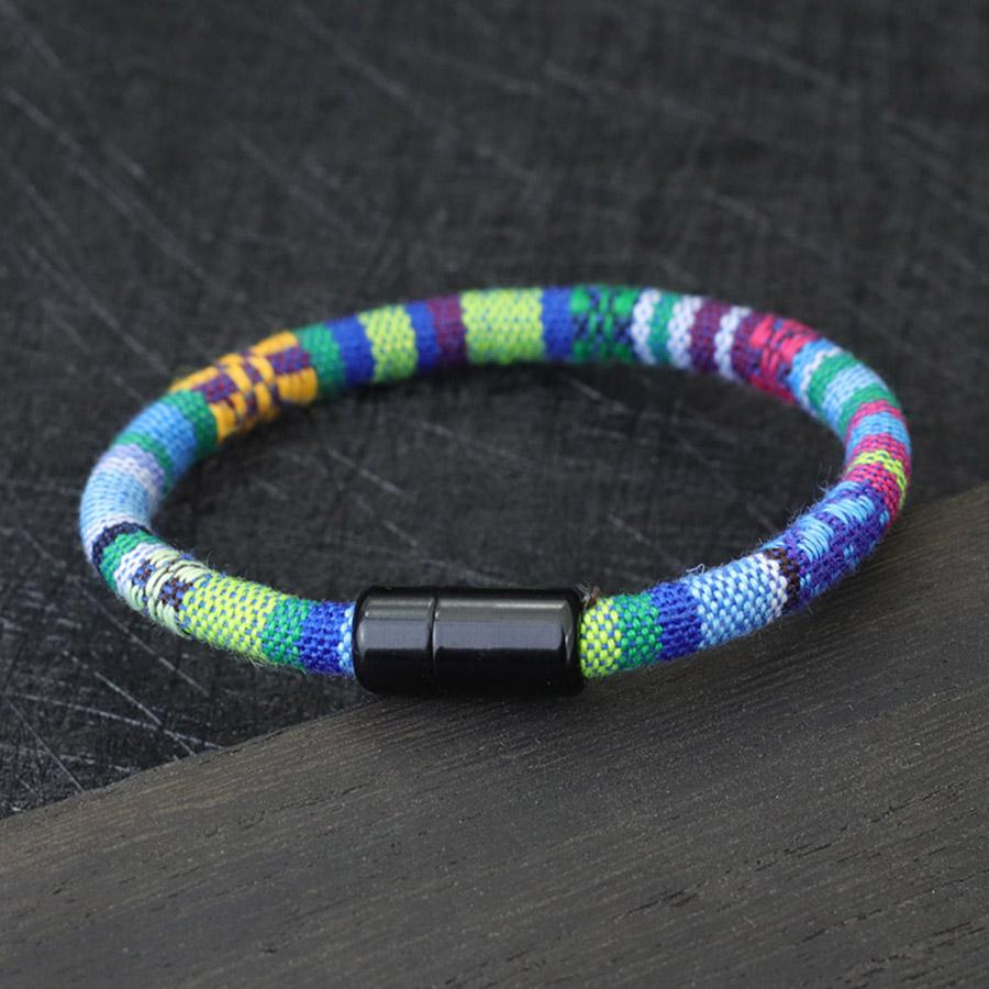 Богемный ручной браслет из веревки для мужчин и женщин, этнический стиль, модель для пары, красочная ткань, BFF, подходящие украшения