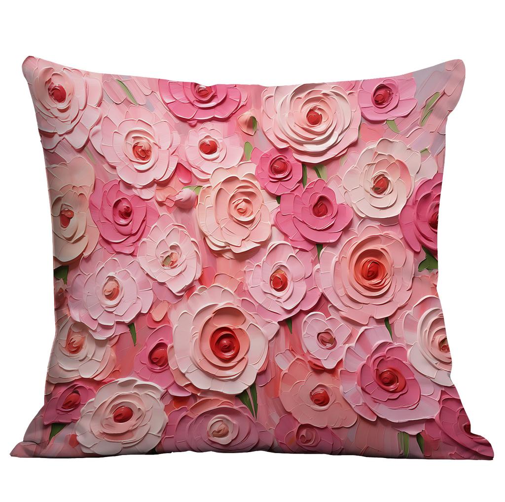 Новая наволочка с цветочным принтом, имитирующая трехмерный стиль масляной живописи, креативная цветочная, для дома, гостиной, диванной подушки