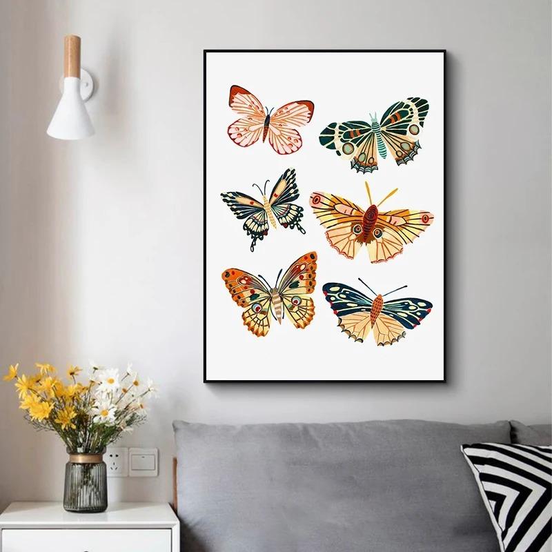 Butterfly Ladybug Caterpillar Spring Moth Posters And Prints Modern Plant Canvas Paintings Wall Art For Living Room Home Decor