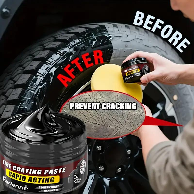 Премиальный воск для блеска шин – Долговечный блеск и защита от УФ-лучей, Усиливает черный цвет, Предотвращает выцветание и растрескивание