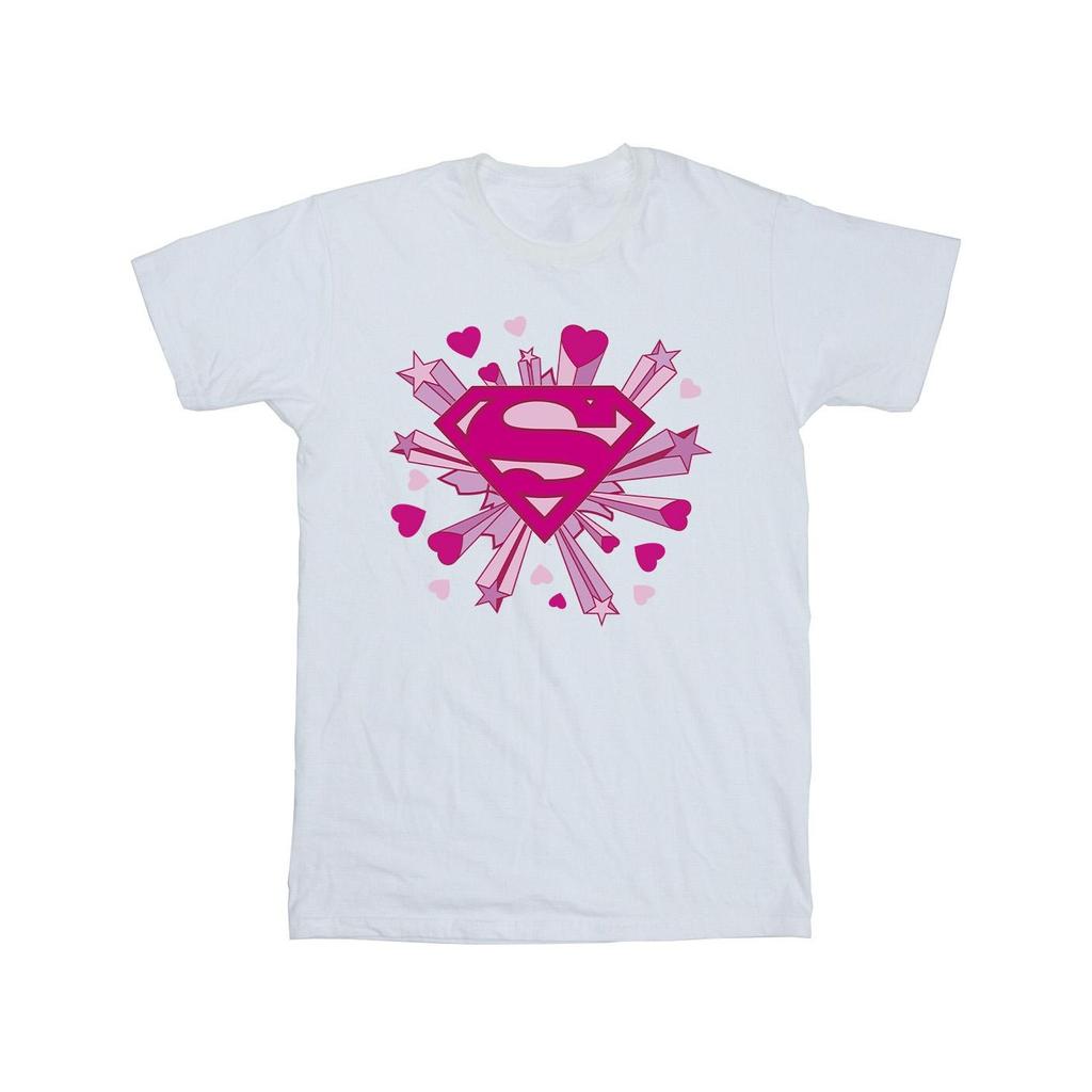 DC Comics Mens Superman Pink Hearts And Stars Logo T-Shirt