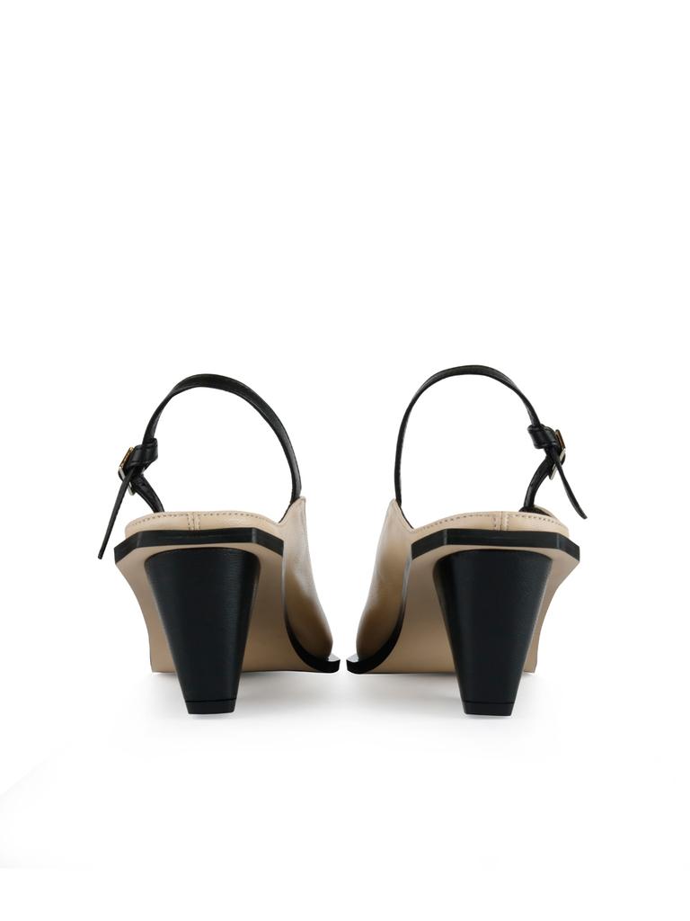 Commegee [Black Label] Asymmetric Wave Sling-Back Shoes / Cg1015Bebk