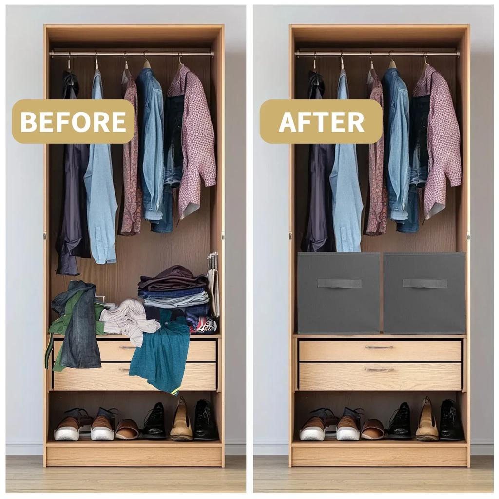 26x26 см складные тканевые кубики для хранения однотонный нетканый квадратный органайзер коробка с ручками для одежды игрушек ящик для всякой всячины